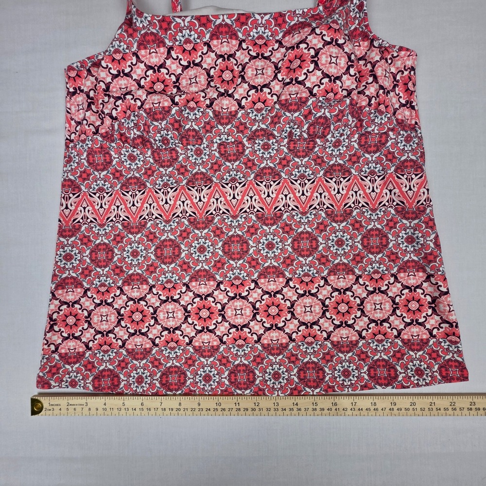 Lands' End Medallion Print Tankini Swim Top 18 Coral White Womens Geometric - Picture 7 of 10